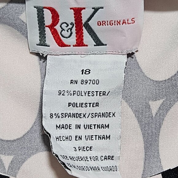 R&K Black White Sleeveless Tank Top Plus Size 18 Geometric Casual Summer Top - Picture 3 of 4